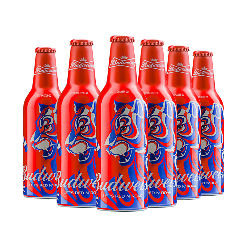 百威啤酒红瓶铝罐355ml24瓶红色铝瓶小瓶整箱啤酒