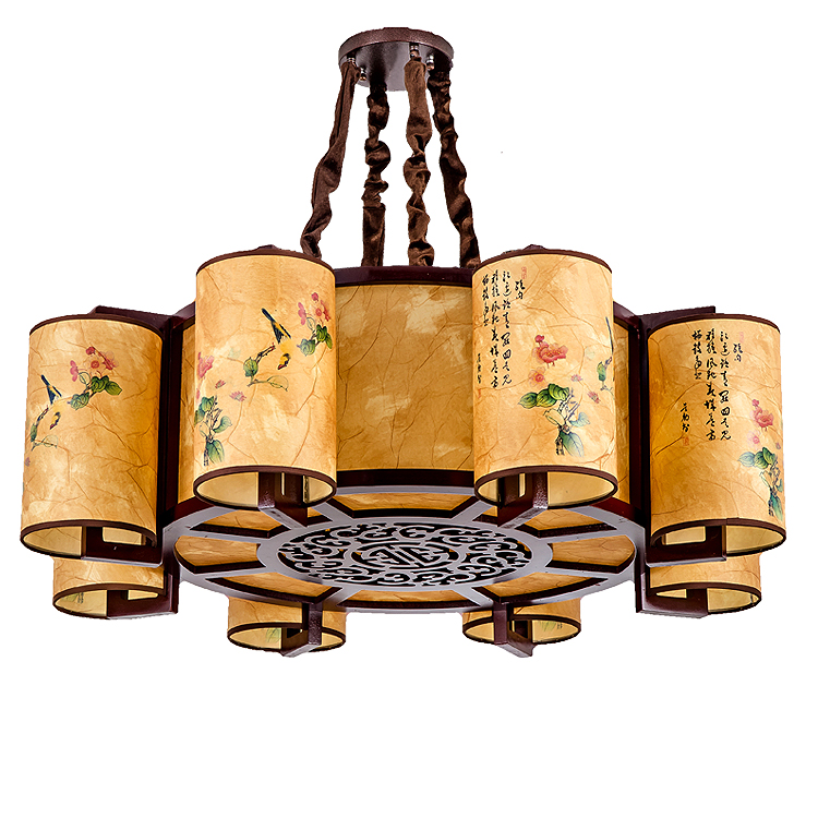 吊灯中式仿古古典创意大气客厅灯具实木餐厅客厅吊灯