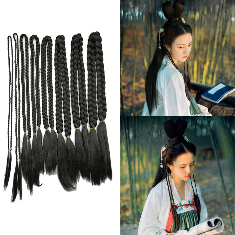 影楼古装假发双头麻花辫民国五四青年大辫子汉服其它假发