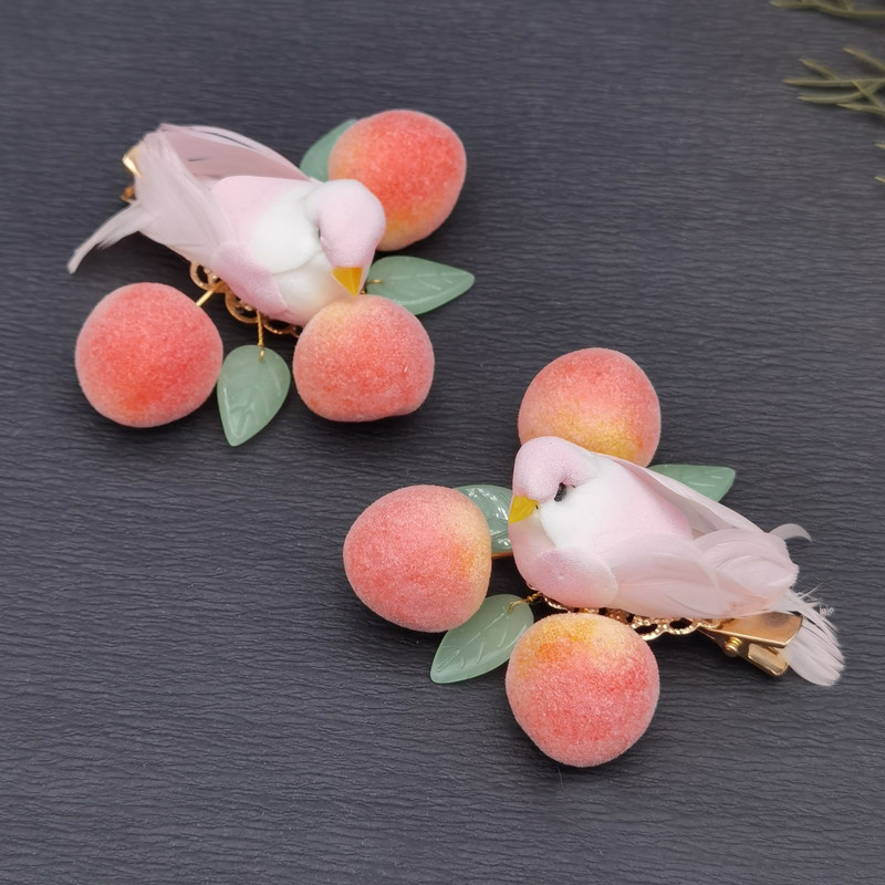 明制汉服配饰发夹古风发簪肥啾桃子百搭发饰发饰