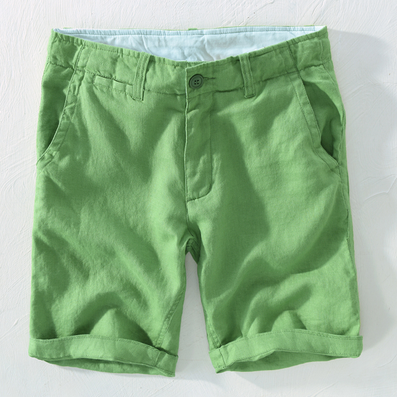 亚麻短裤男夏季外穿潮流宽松棉麻五分裤男百搭休闲沙滩冰丝中裤子