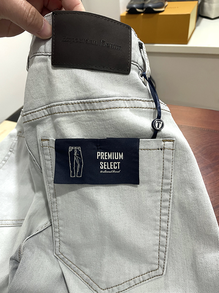 帅气清爽~夏季薄款灰白色水洗牛仔裤弹力男士修身小直筒休闲长裤