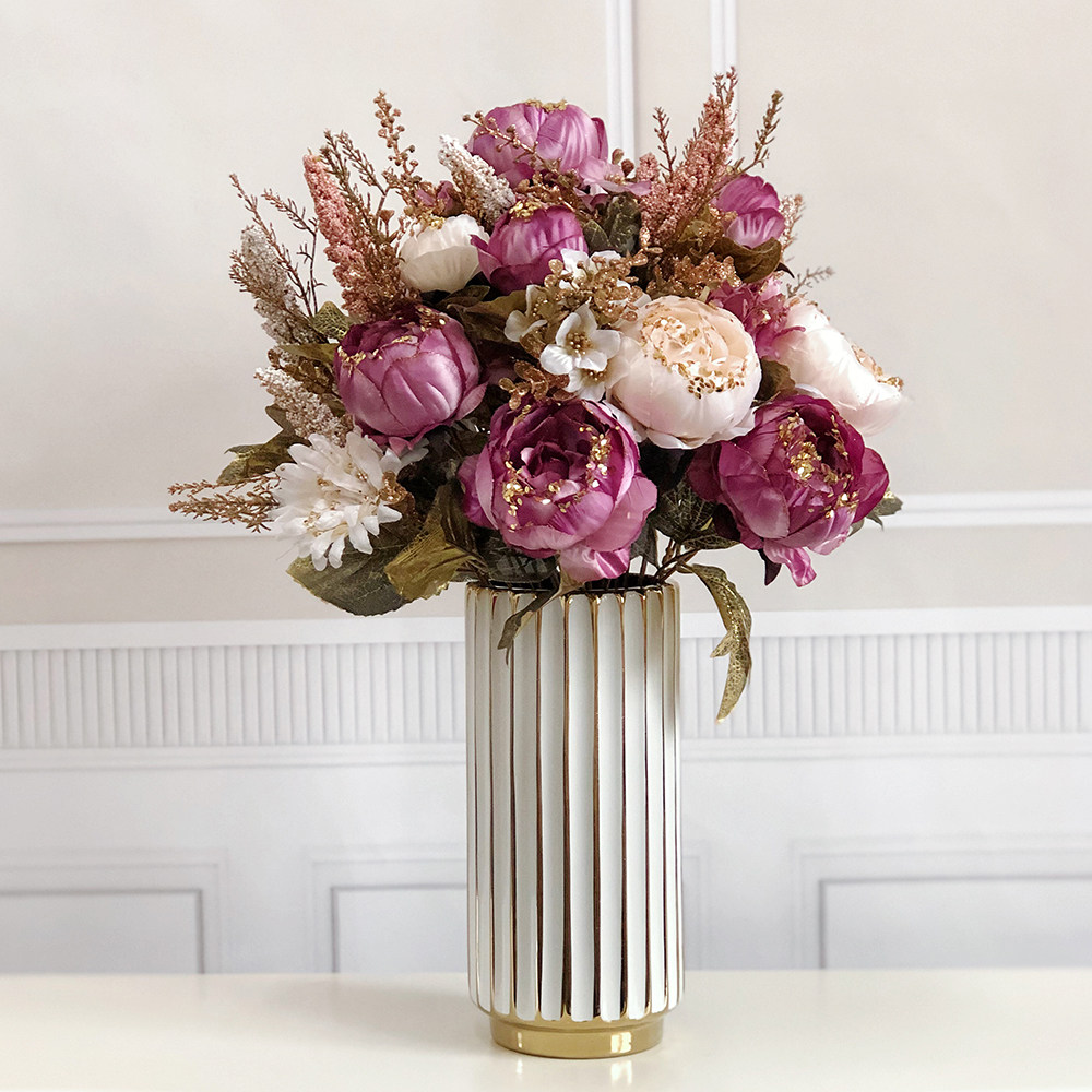 仿真欧式富贵牡丹花束假花家居客厅仿真花