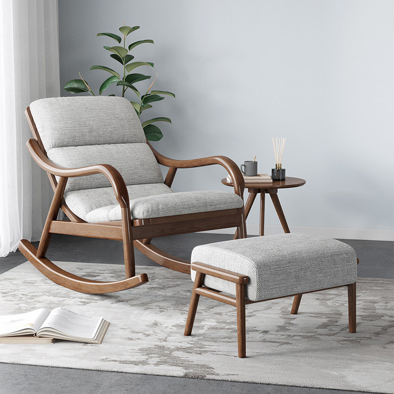 北欧摇椅全实木懒人沙发休闲家用摇摇椅午休客厅阳台大人睡椅躺椅