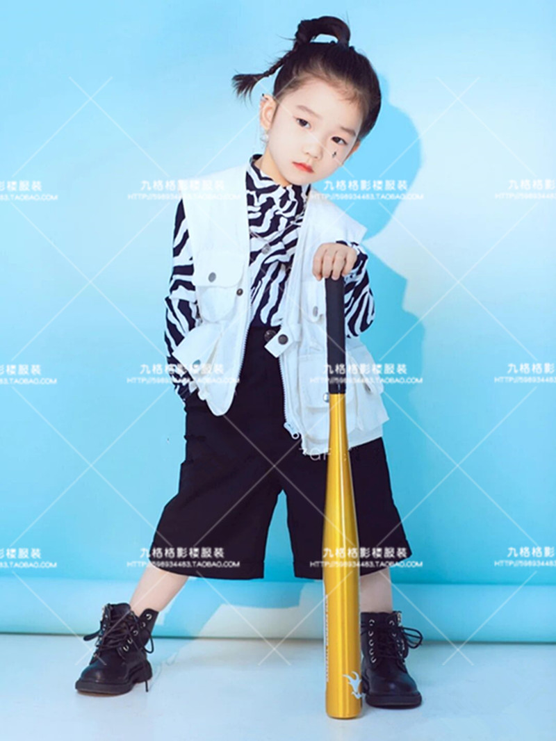 个性街拍女童写真影楼小童艺术照儿童摄影服装拍照走秀模卡演出服