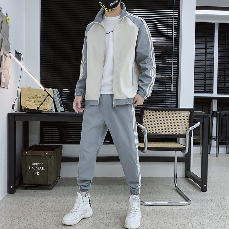 外套男士套装工装春秋秋季韩版潮流一套搭配休闲运动套装