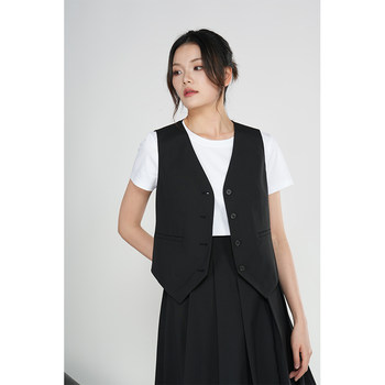 ລະດູຮ້ອນປີ 2023 ແບບໃໝ່ສີແຂງກະທັດຮັດຄໍ V-neck Stacked Sleeveless Waistcoat Short Waistcoat Suit Vest for Women