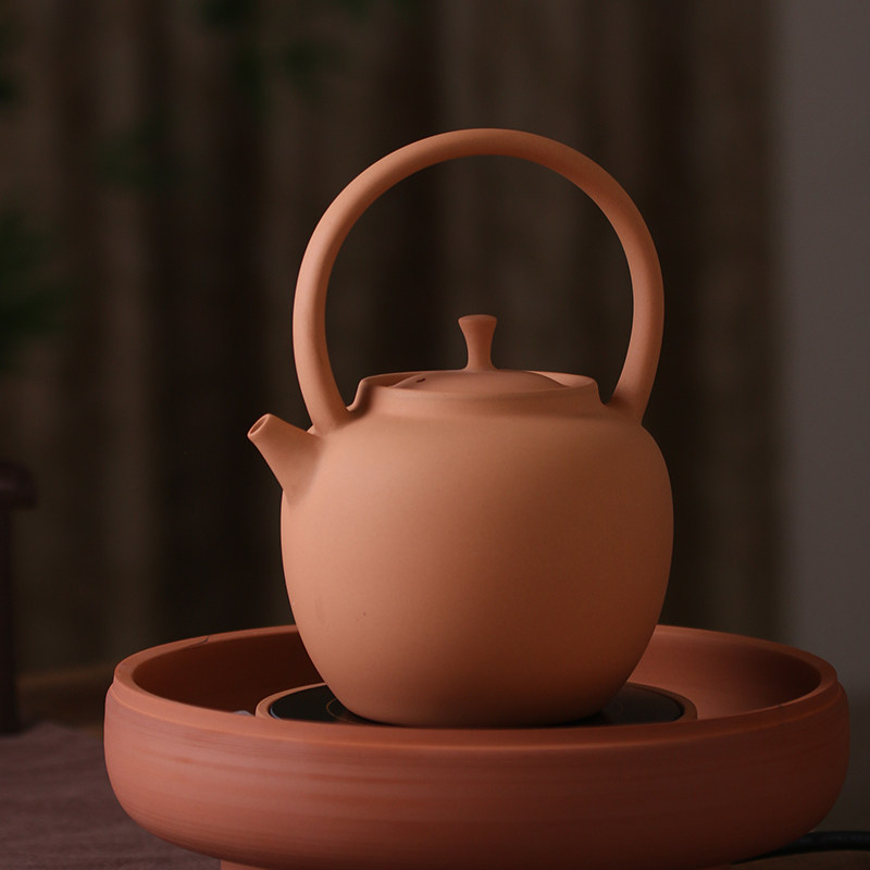 茶壶潮州红泥小圆满提梁陶壶釉耐热电陶炉专用茶壶