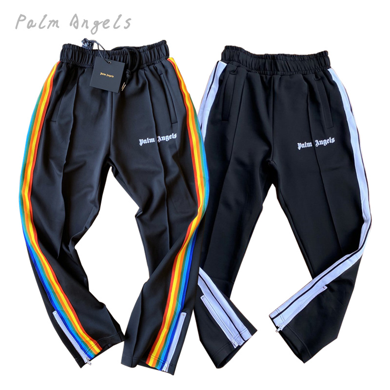 Palm棕榈天使Angels侧边彩虹高街卫裤侧拉链条纹男女运动直筒长裤
