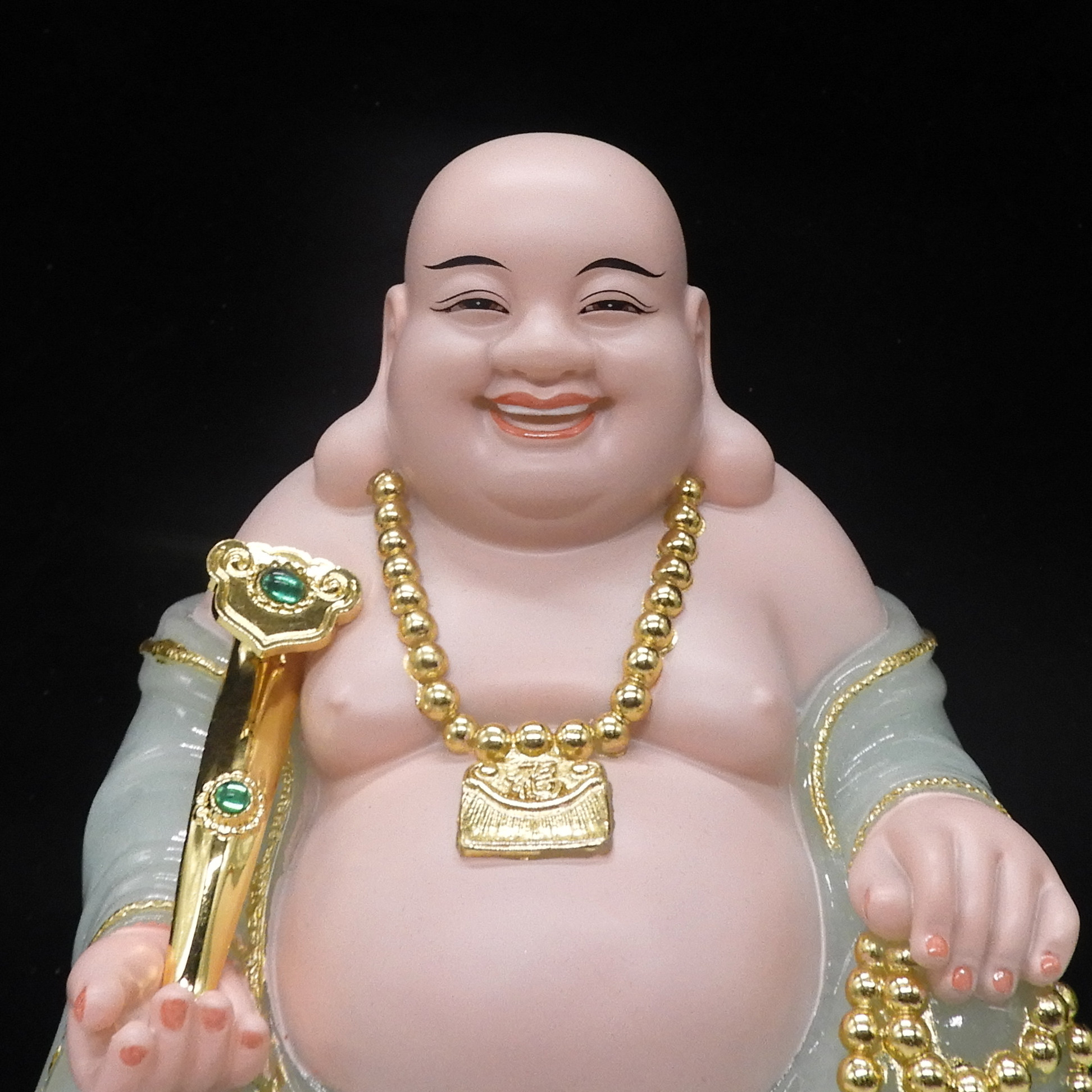 弥勒玉石佛像居家供奉摆件汉白玉笑佛大肚佛笑摆件