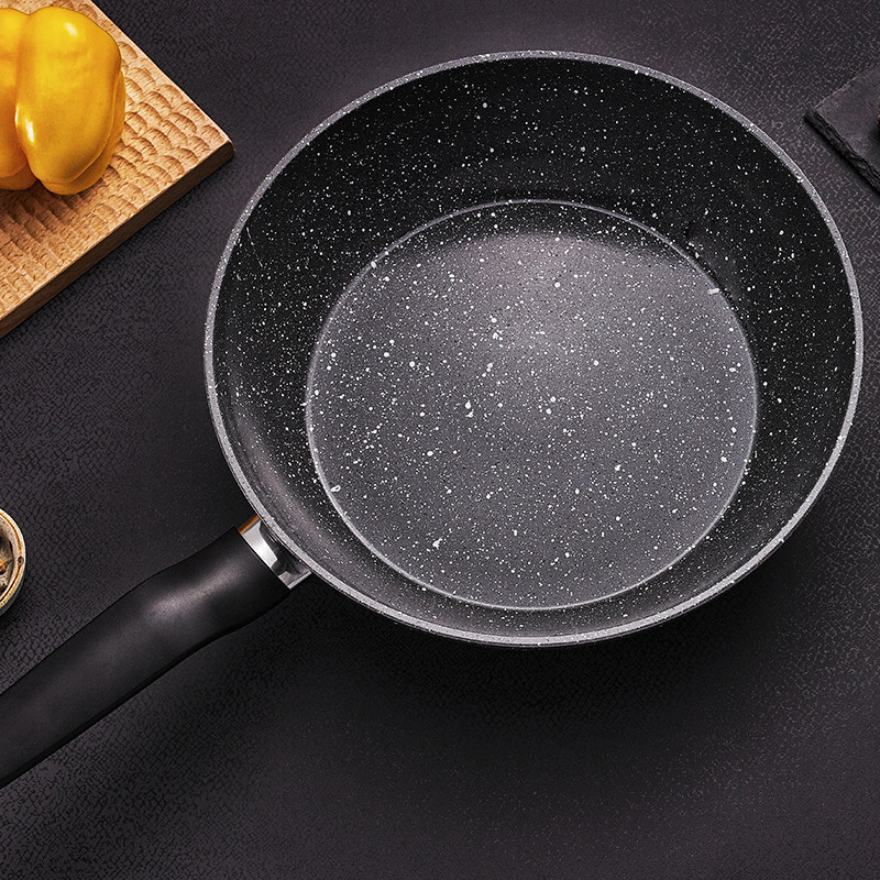 麦饭石锅深煎锅无涂层麦石饭炒锅不粘锅家用麦饭石不粘锅电平底锅