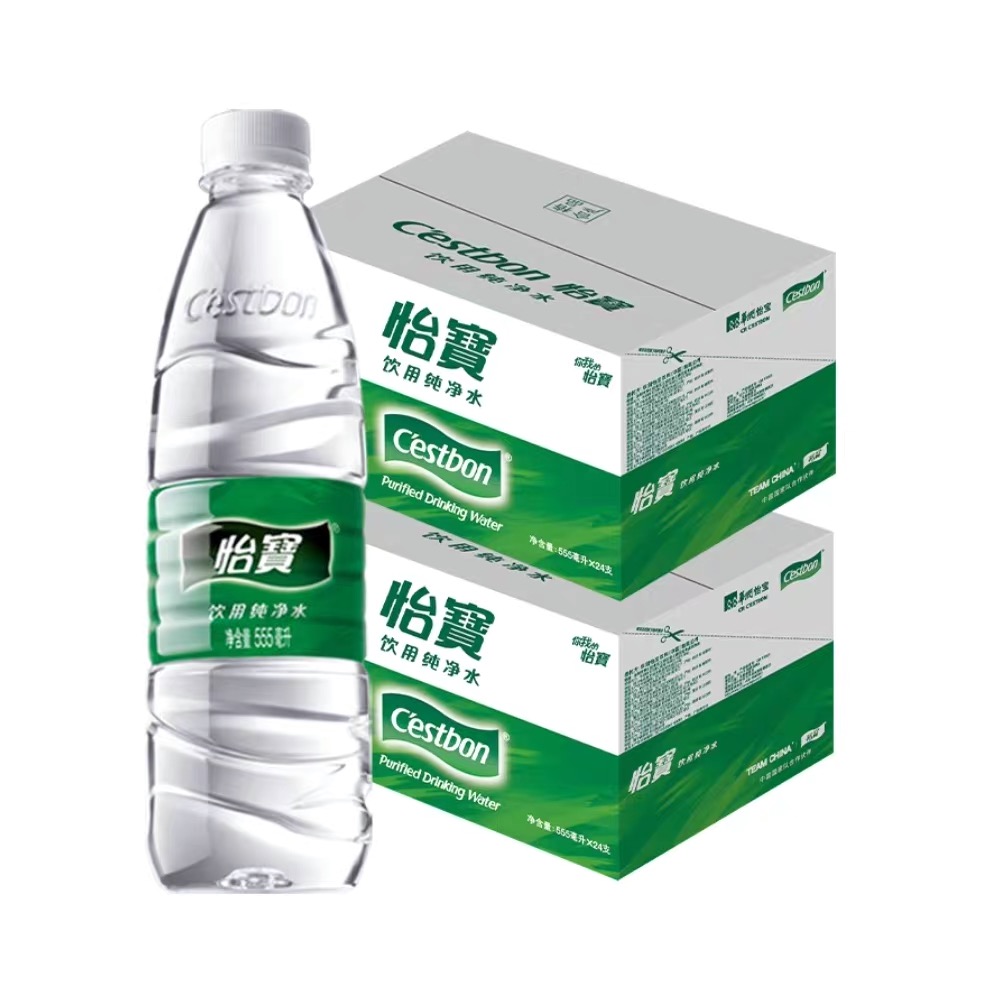 怡宝纯净水饮用水矿泉水555ml24瓶小瓶家用大桶350ml饮用水