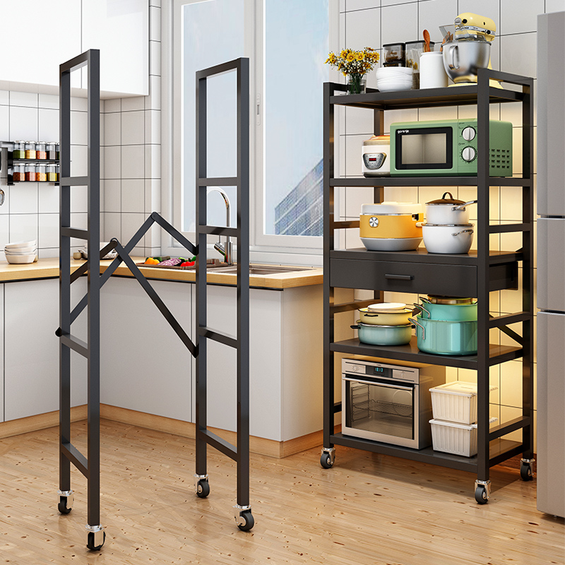 厨房置物架落地多层微波炉多功能调料可移动用品家用厨房置物架