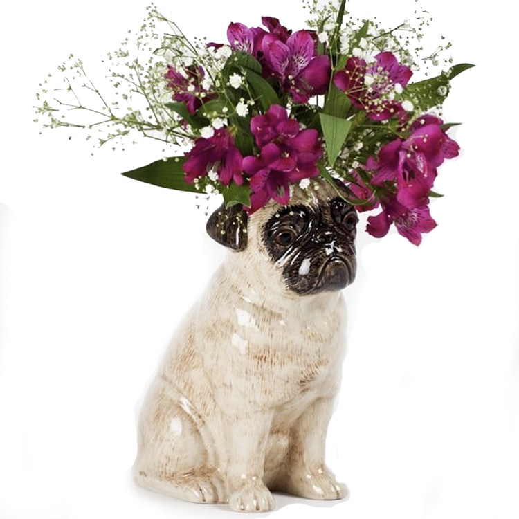 现货英国quail进口手工陶瓷可爱法斗花瓶动物花瓶