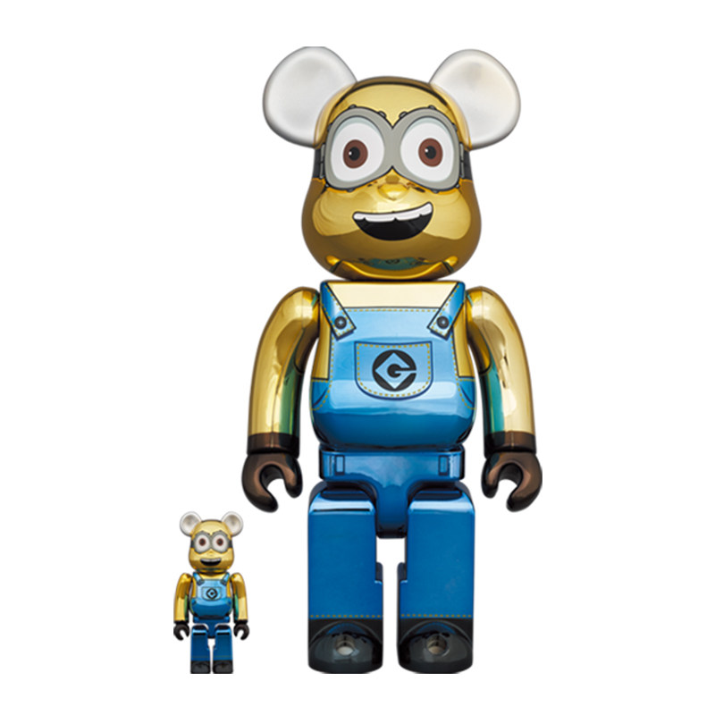 正品bearbrick积木熊电镀小黄人400100berbrick暴力熊预定潮玩盲盒
