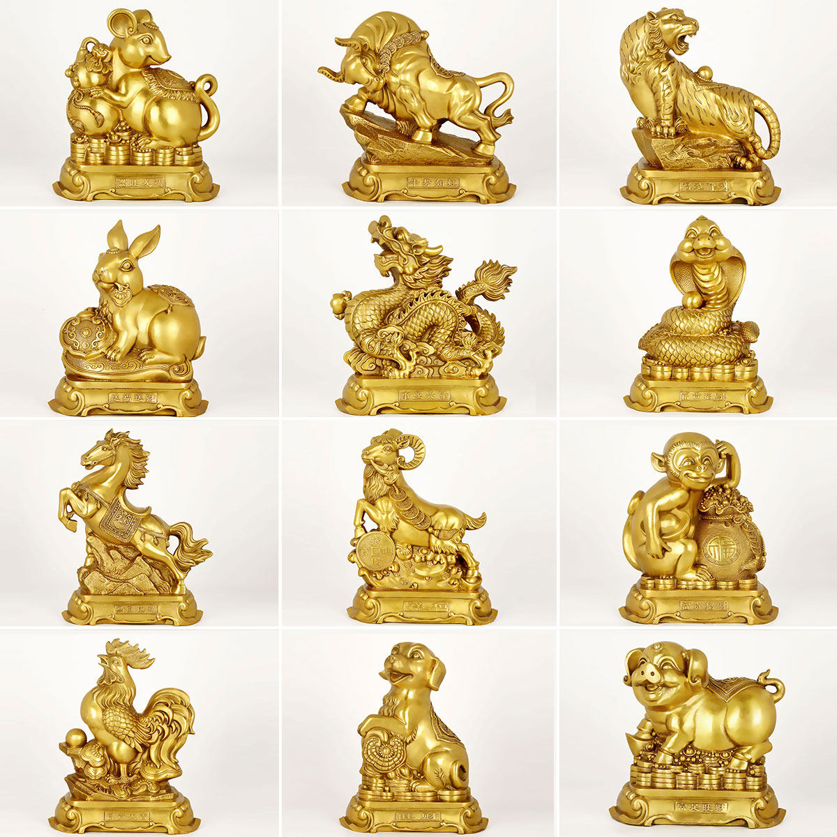 铜十二生肖摆件铜牛马狗兔龙鸡铜虎工艺细致美观大方