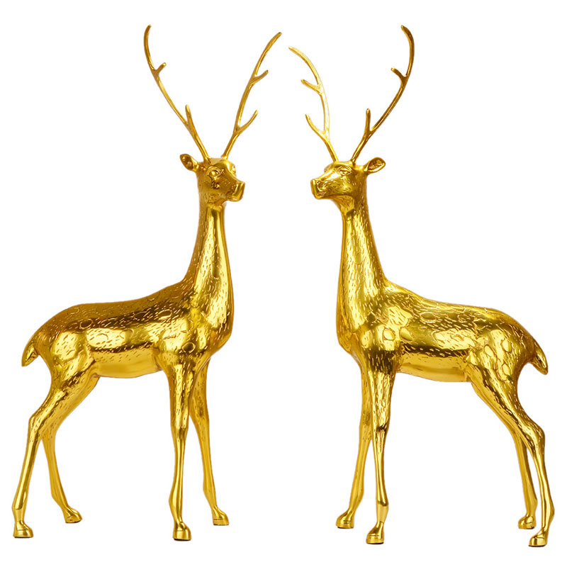风水阁铜鹿摆件一路高升大号欧式家居客厅装饰品摆件
