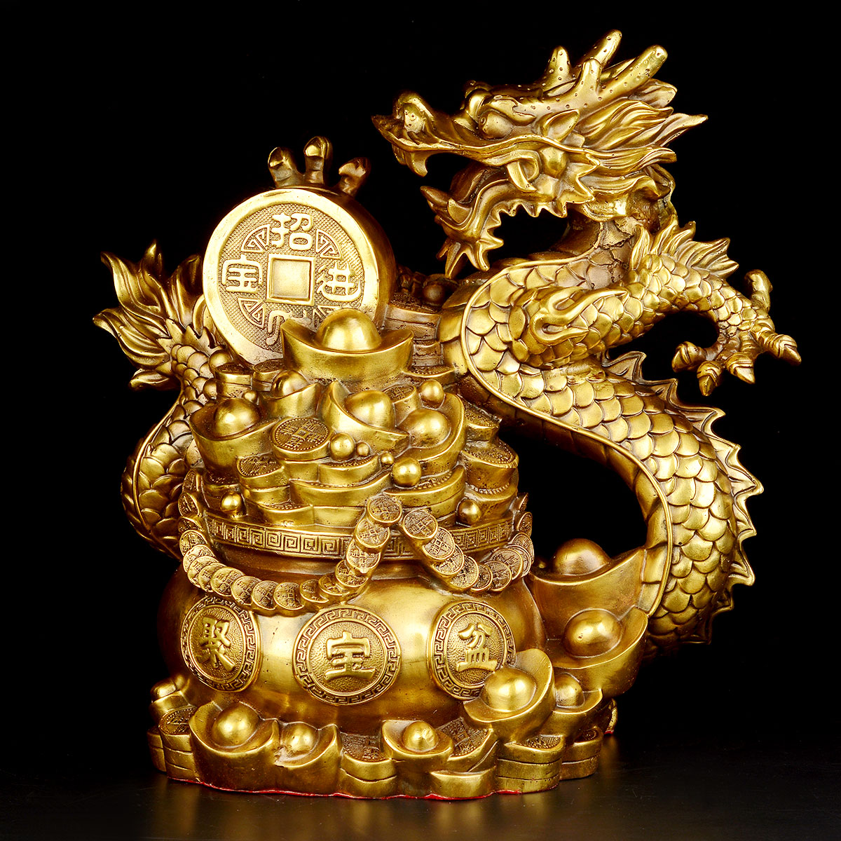 风水阁开光纯铜龙摆件招财镇宅风水装饰品书房办公室家居青龙摆设