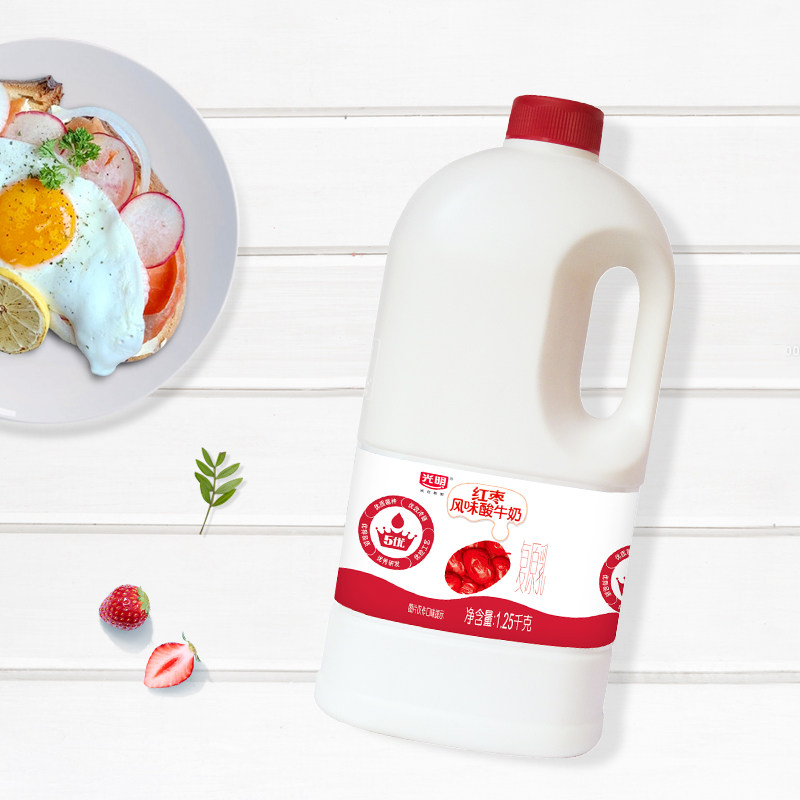 光明低温红枣味酸奶1.25kg益生菌风味酸牛奶1250g大桶装发酵乳
