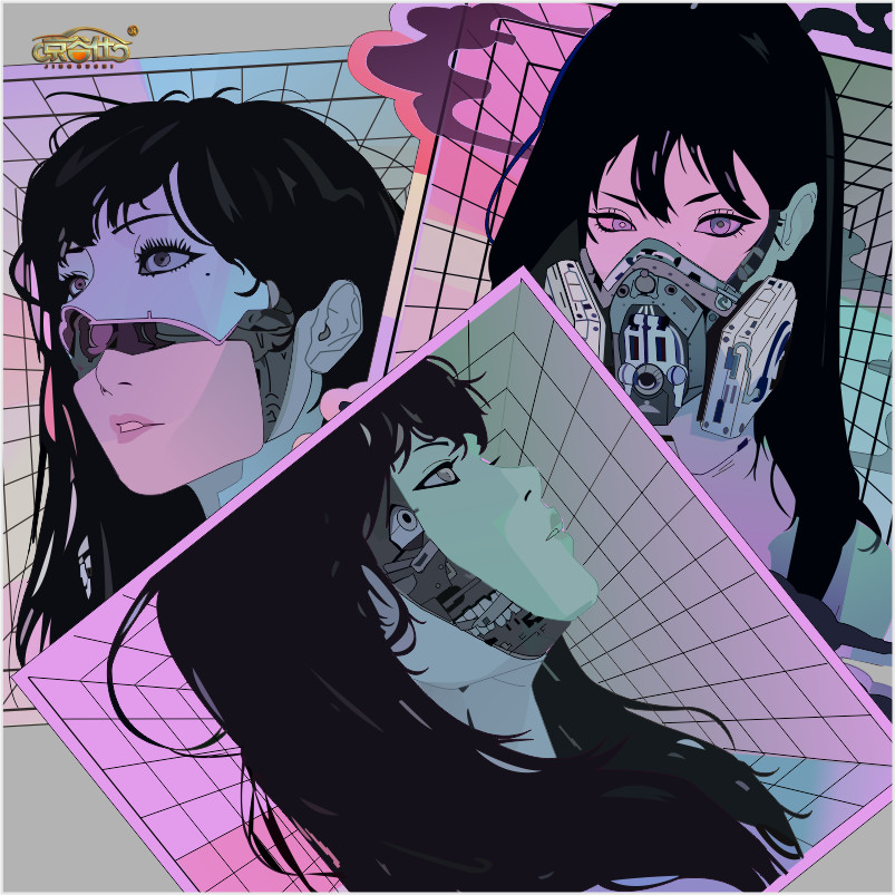 赛博朋克未来机械改造美少女机箱电动车行李箱玻璃汽车装饰贴