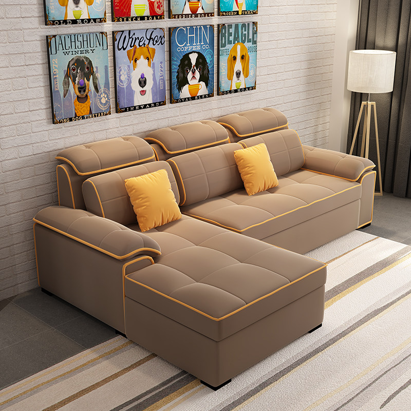 小户型客厅多功能布艺沙发床储物可折叠拆洗组合两用现代转角沙发