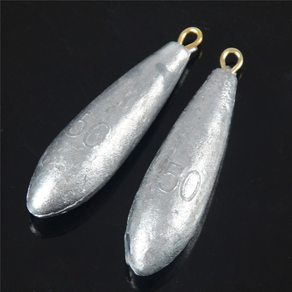 10个海杆带环水滴铅坠海远投竿筏柳叶坠锡钓鱼铅坠