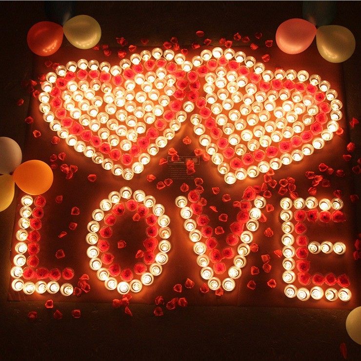 蜡烛50个装七夕无烟香薰生日摆图圆形石蜡浪漫蜡烛