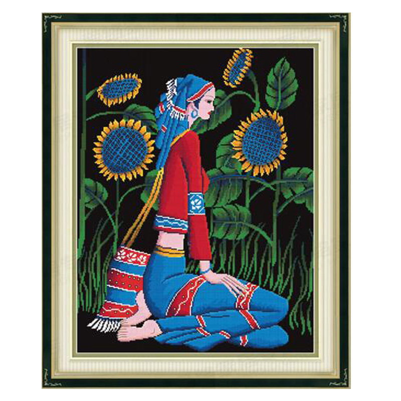 中国国风民族风云南重彩美女人物3d十字绣新款十字绣套件