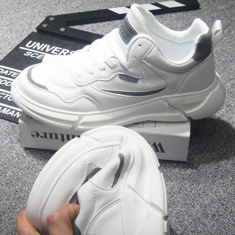 2022春秋真皮小白鞋男跑步舞蹈鞋ulzzang运动鞋高帮网红轻便软底