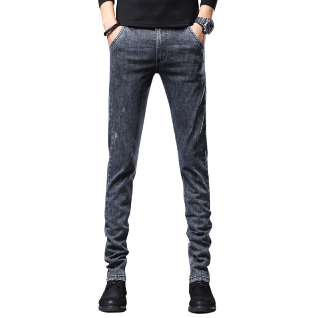 Gray jeans men's high-end stretch autumn 2021 men's trendy brand slim pants Korean style small straight trousers Gray jeans men's high-end stretch autumn 2021 men's trendy brand slim pants Korean style small straight trousers
