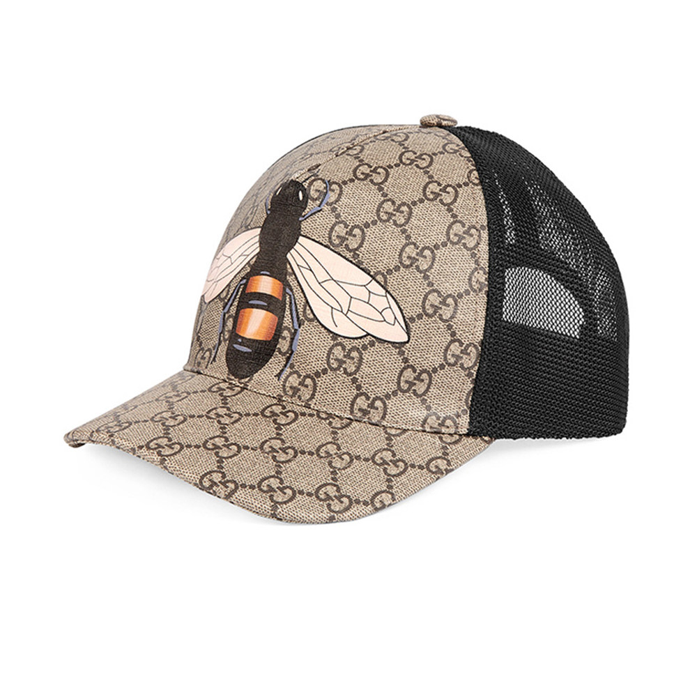 gucci/古驰古奇高级人造帆布蜜蜂印花男士棒球帽