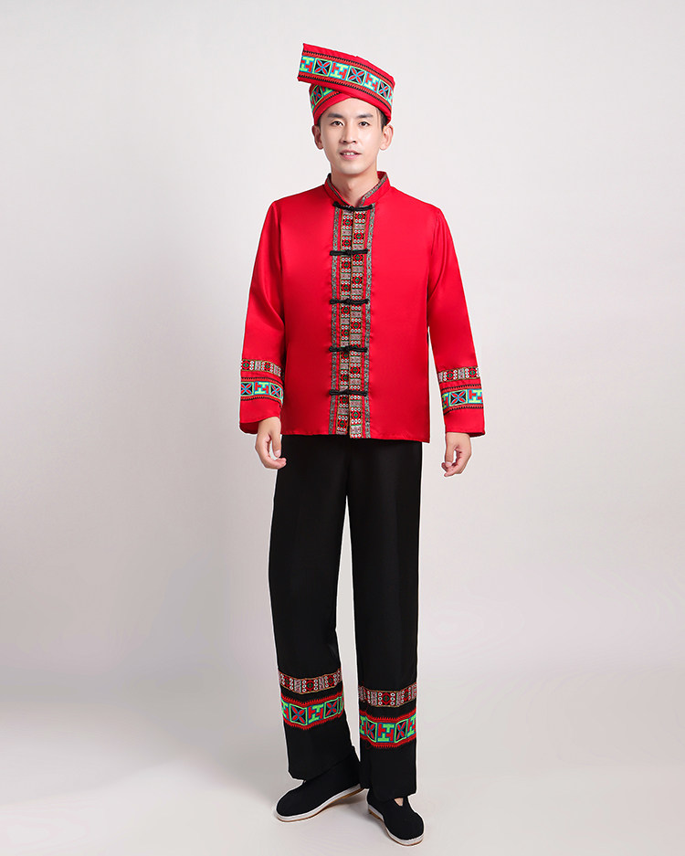 服装新款成人少数民族羌族男士表演舞蹈男生舞台民族服装