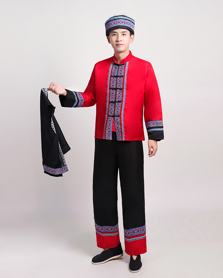 新款畲族少数民族服装男士舞蹈男生合唱歌舞表演舞台民族服装