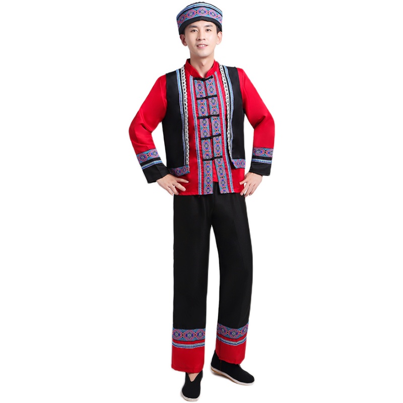 新款畲族少数民族服装男士舞蹈男生合唱歌舞表演舞台民族服装