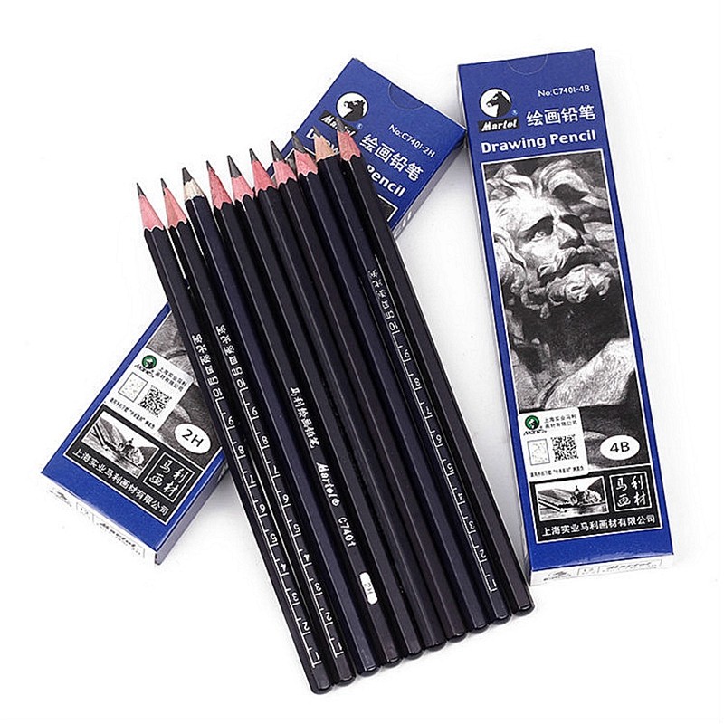 铅笔马利素描炭画软中硬性绘图绘画8b12b14b亚光铅笔