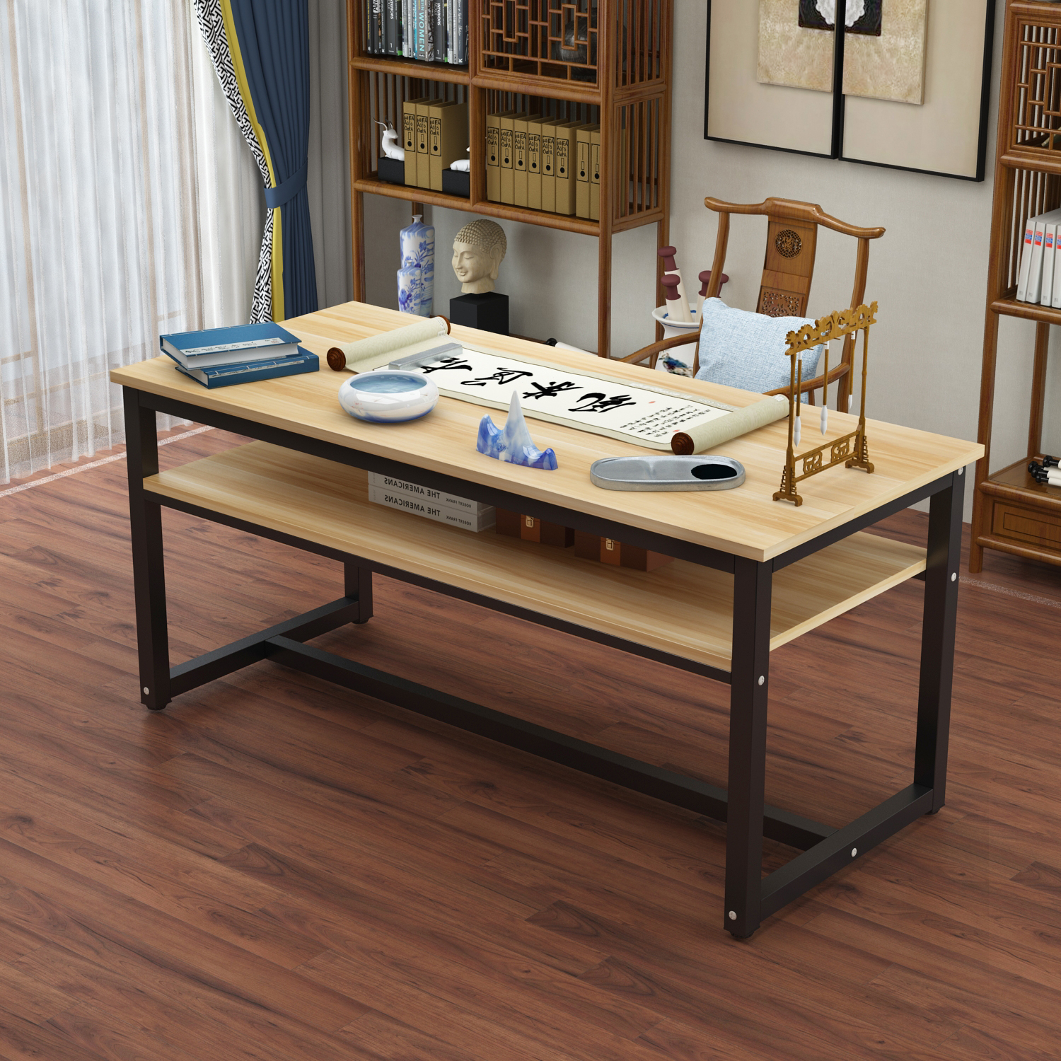 简约书法书画家用家用电脑电脑桌毛笔专用写字台学生书桌