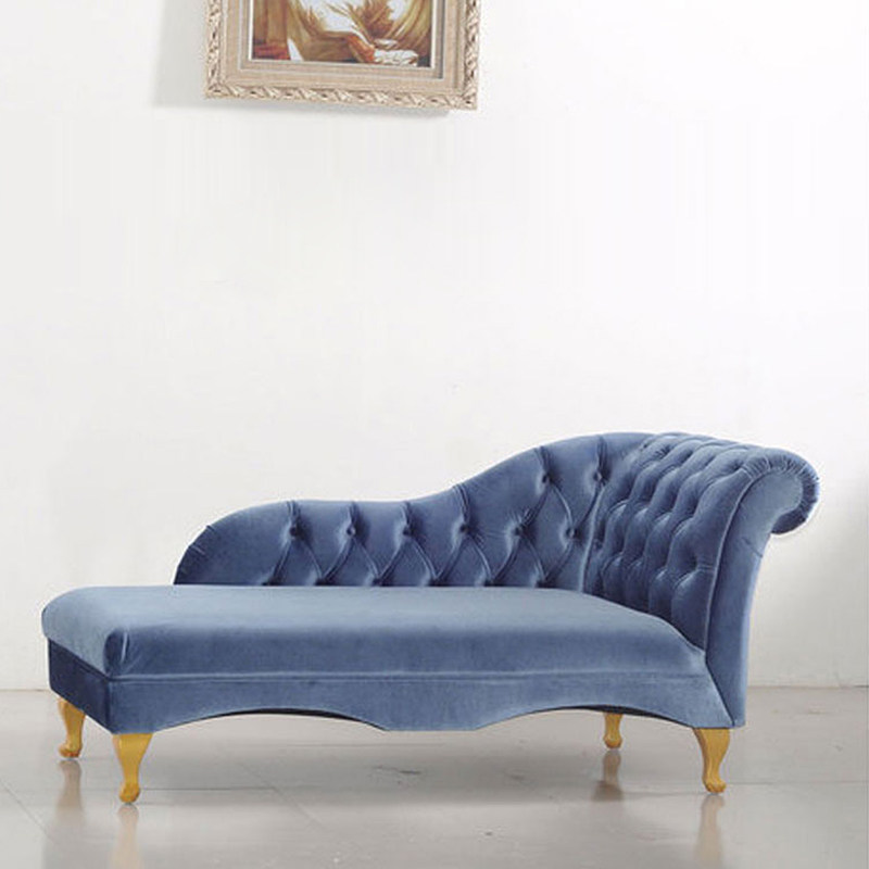 美式布艺贵妃椅小户型卧室休闲美人榻小型沙发单人实木贵妃榻躺椅