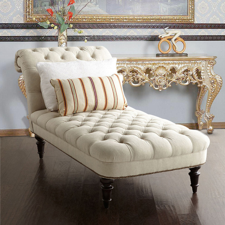 美式布艺贵妃椅新古典客厅贵妃榻沙发小户型欧式卧室美人榻太妃椅