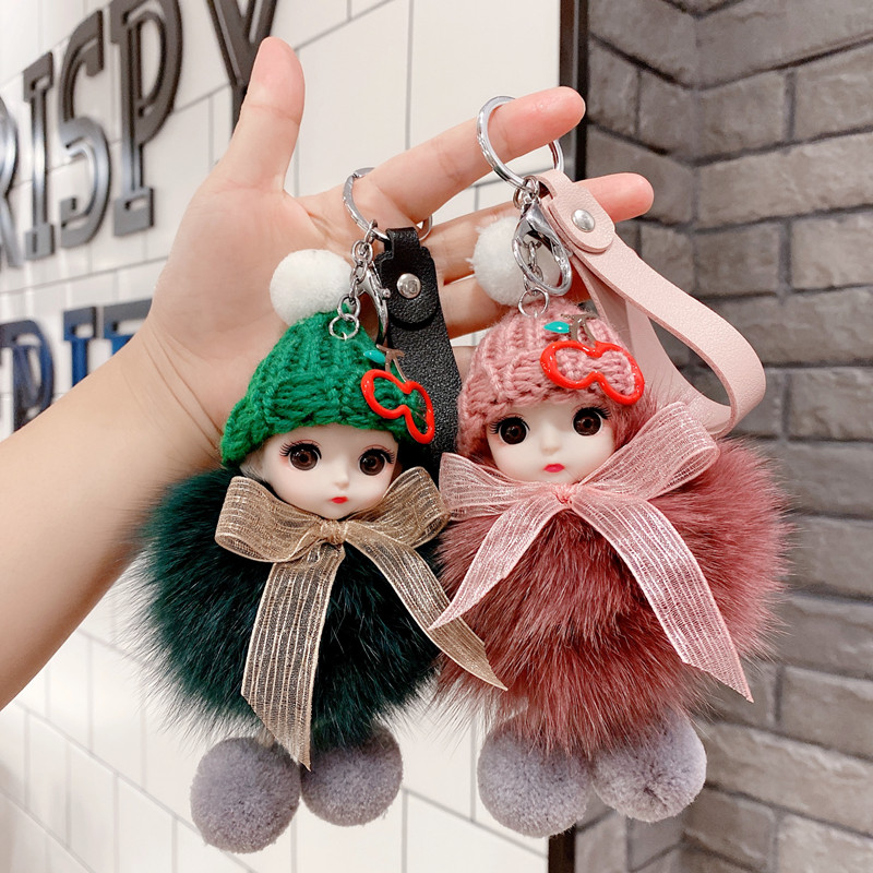 网红睡眠娃娃挂件汽车钥匙扣毛绒公仔钥匙扣