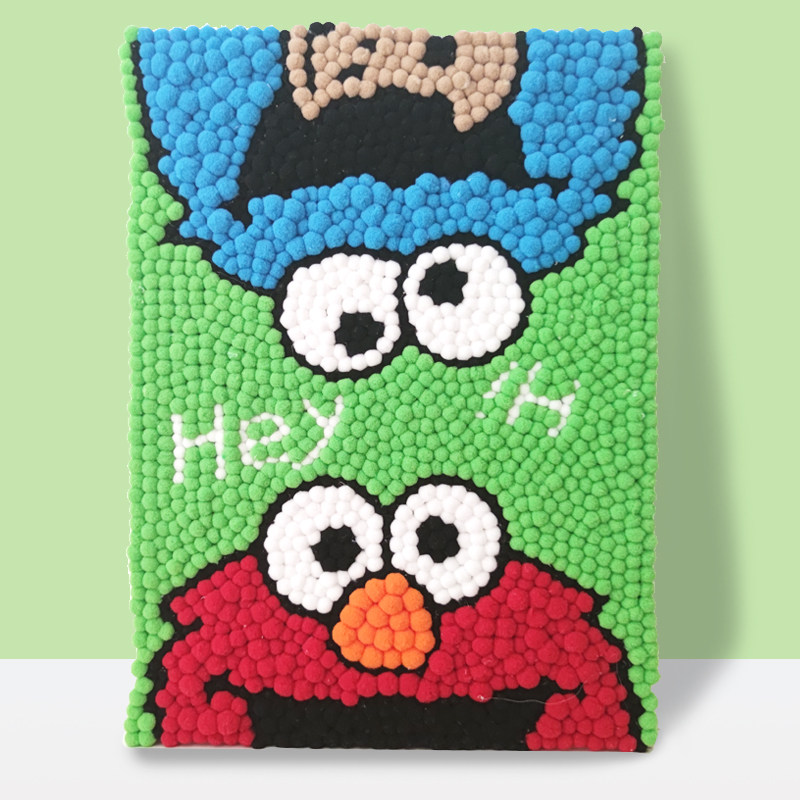 小红diy毛球画绒球太阳花芝麻街潮牌拼图装饰画解压diy