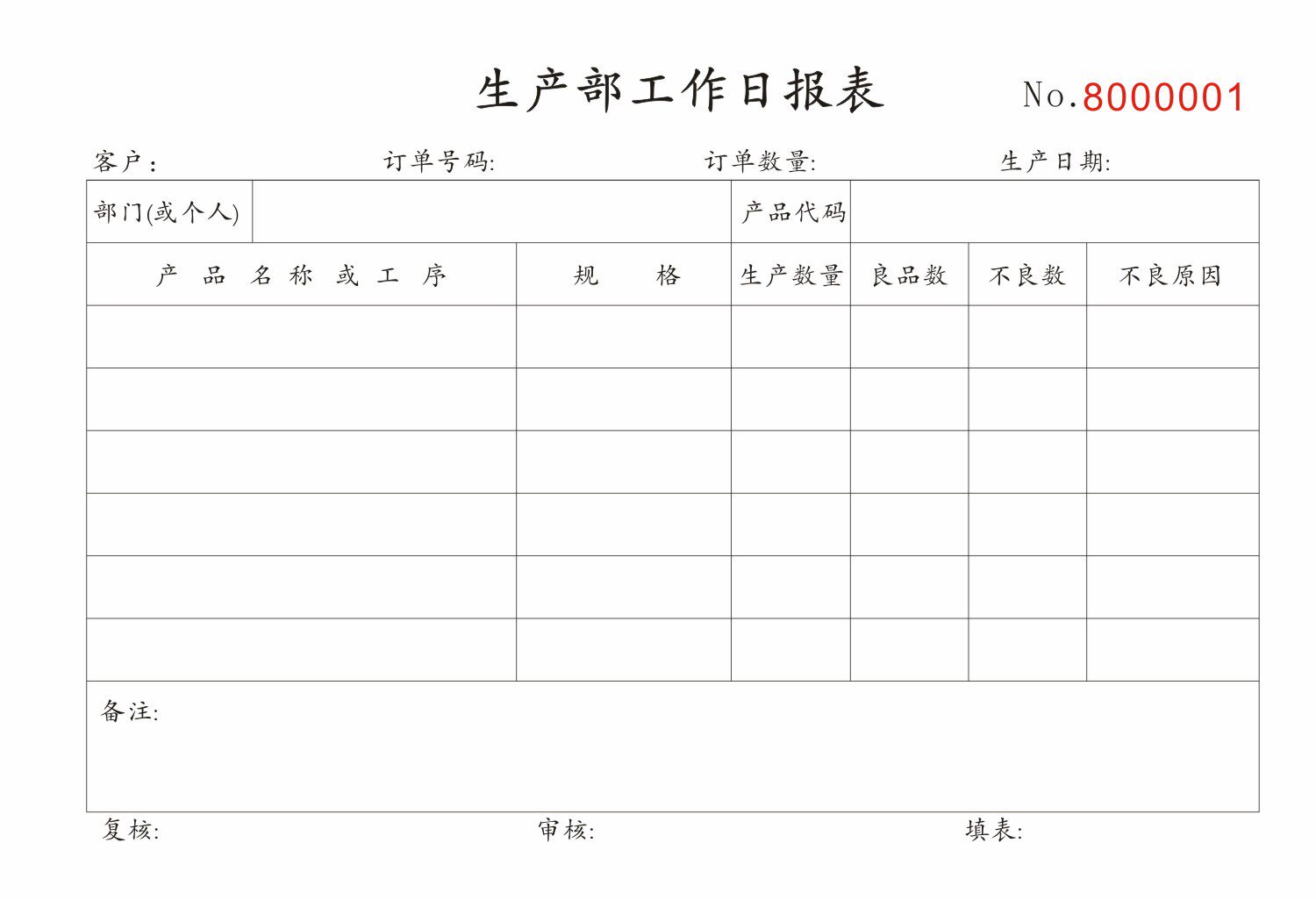 日报表工作日生产单员工记件工单物料请购申请单二联单据