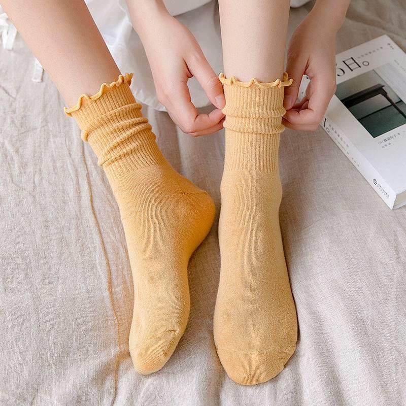 木耳袜边女中袜筒袜春秋日系1jk夏季薄款堆堆子袜女花边长可爱韩