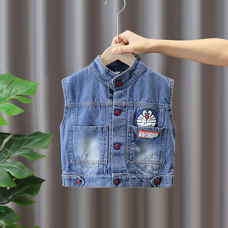 男女女童牛仔马甲春秋秋季宝宝坎肩外穿童装马甲