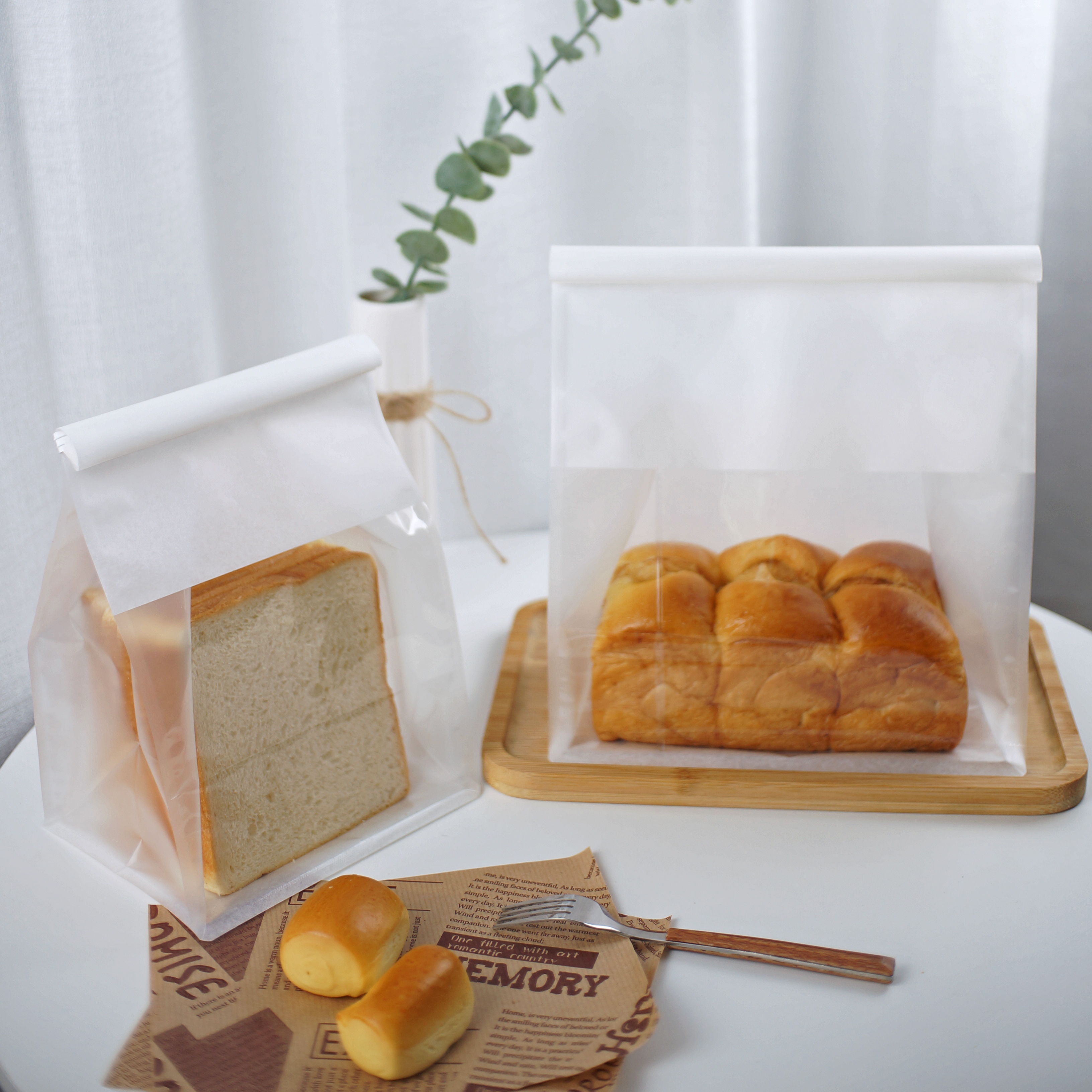 吐司包装袋烘培西点水立方牛角450g透明防油自封点心包装盒
