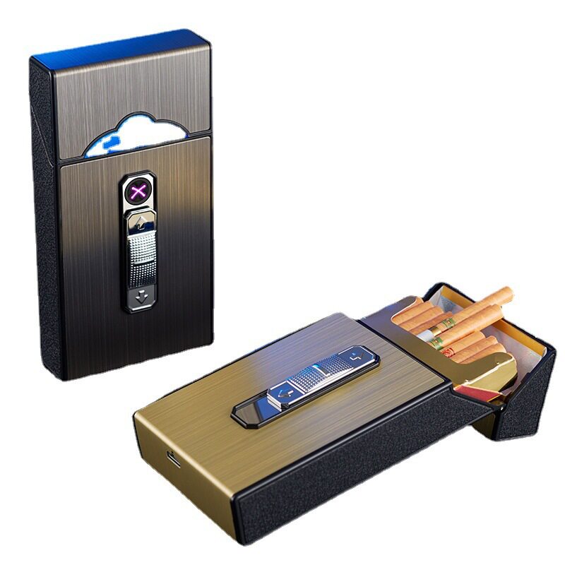 烟盒b05新款装细支多功能点烟器usb脉冲电弧点火器烟盒