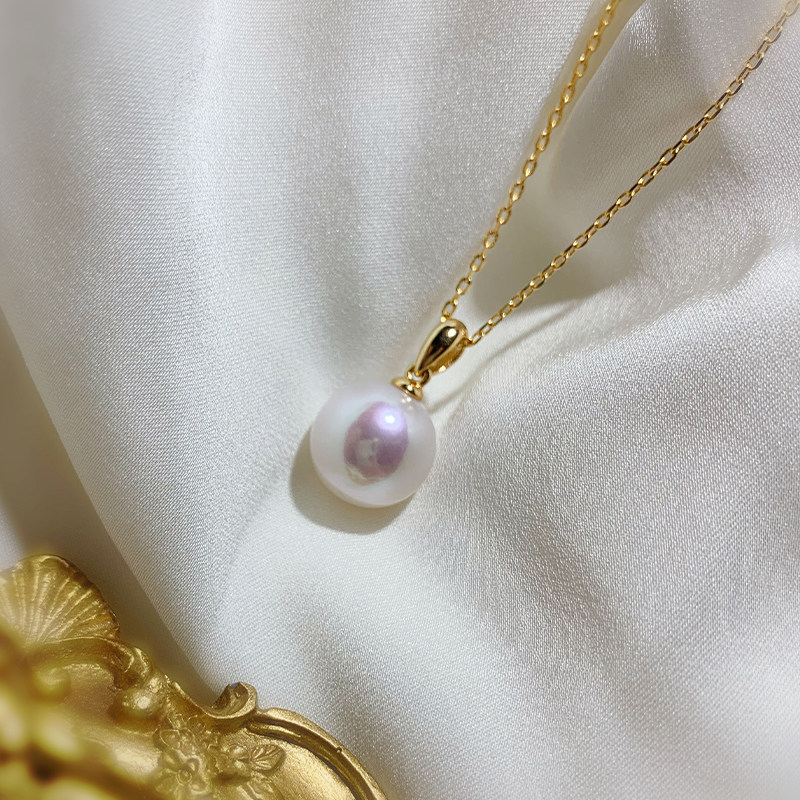 12-13简约瓜子扣单颗白色淡水珍珠吊坠项链精工颈饰