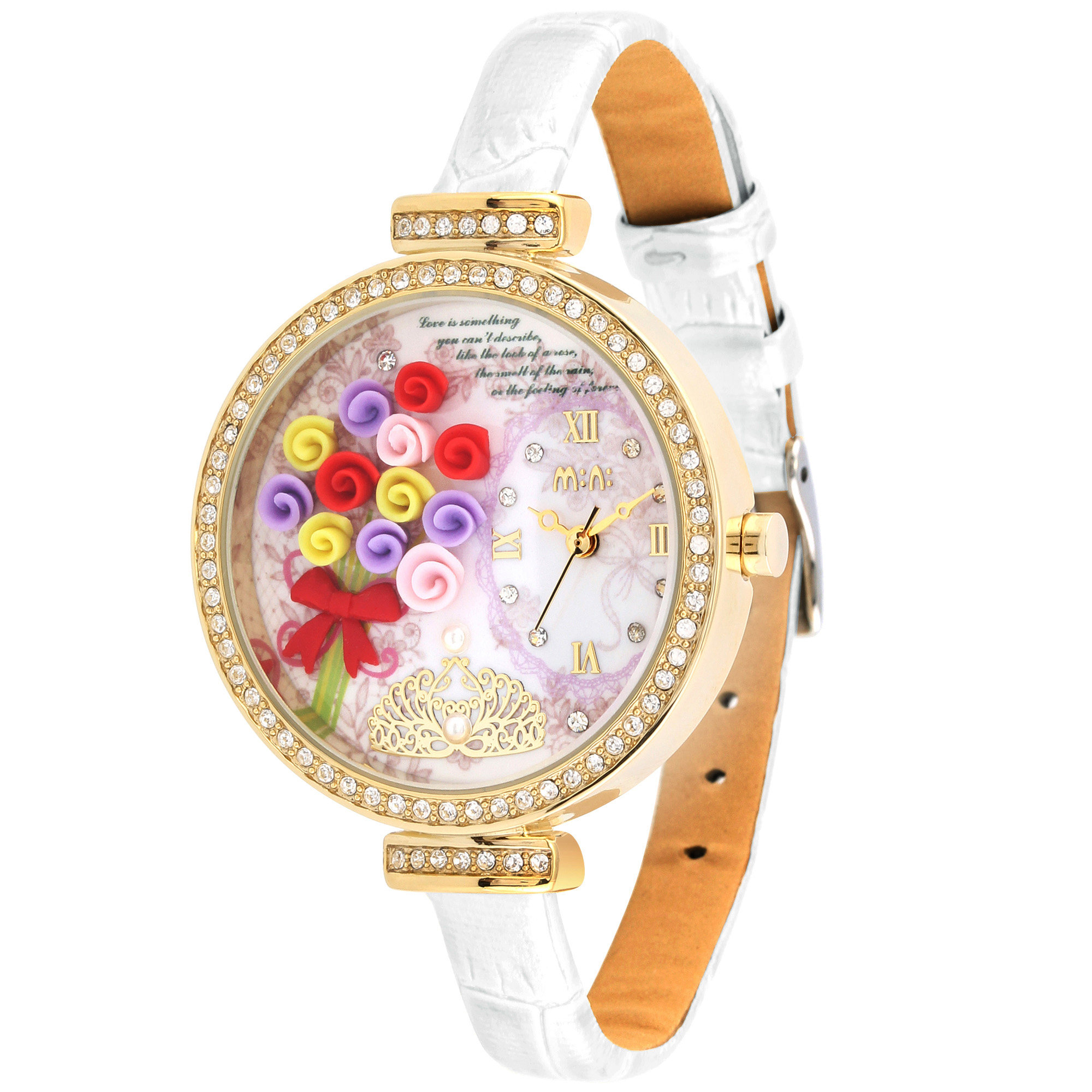 正品韩国mini镶水钻幸福玫瑰软陶女生手表学生表防水流行时尚女表