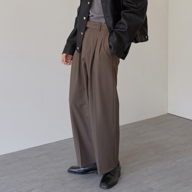 AJIUNE Retro Falling Straight Suit Pants Men's Spring Casual Pants Loose Draping Wide-Leg Cropped Pants AJIUNE Retro Falling Straight Suit Pants Men's Spring Casual Pants Loose Draping Wide-Leg Cropped Pants