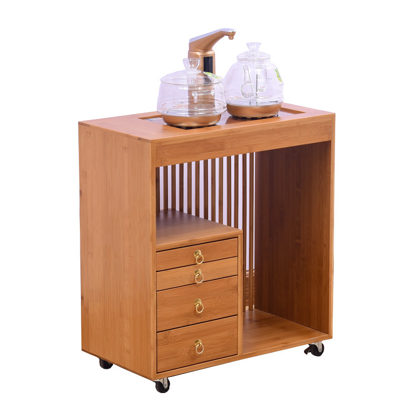竹制茶柜新中式多功能茶水柜移动茶台全实木茶桌全自动上水边几柜