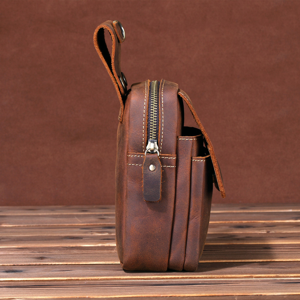 休闲真皮腰包包头牛皮多功能挂包马皮机车小包男士包袋